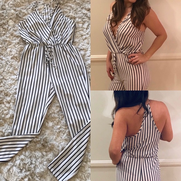 amourOC Pants - Belted Razor Back Striped Jumpsuit/Jumper/ Romper